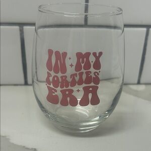 Clear Glass with Red Text